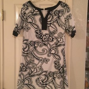 Black and white linen dress